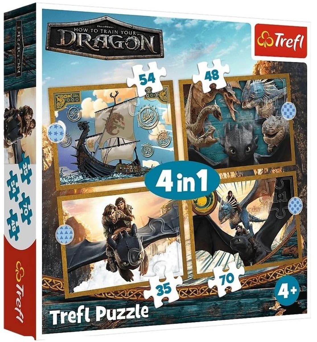 Puzzle 4w1 Smocze dni Jak wytresować smoka Trefl