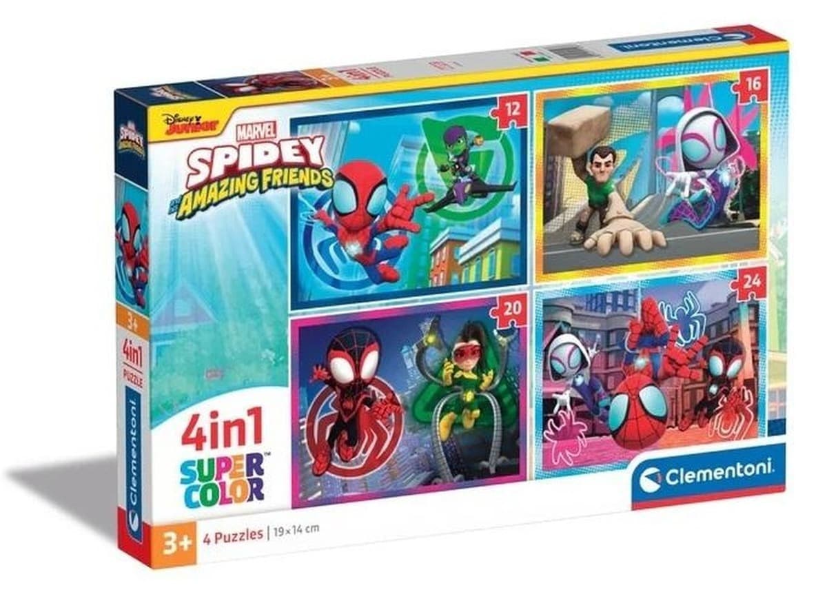 Puzzle 4w1 Super Kolor Spidey Clementoni 4 obrazki