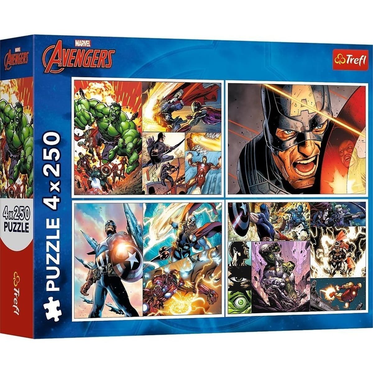 Puzzle 4x250 Bohaterskie dni Marvel The Avengers 13309