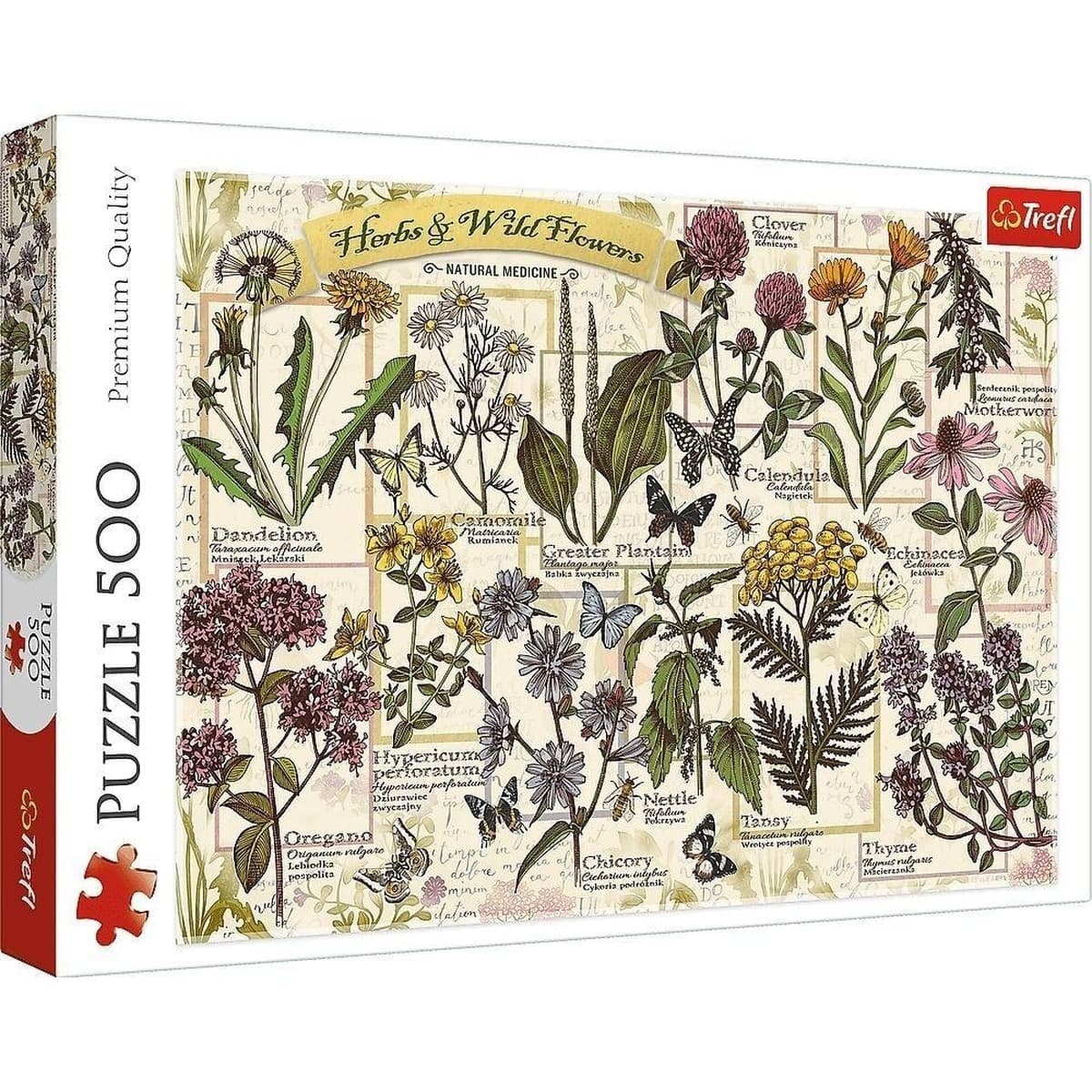 Puzzle 500 elementów Zielnik Zioła lecznicze retro