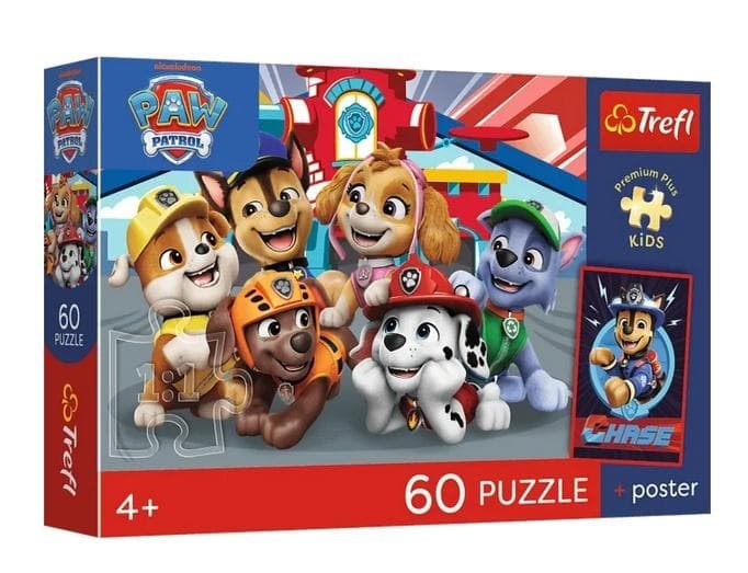 Puzzle Psi Patrol 60 elementów z plakatem kolekcjonerskim Trefl