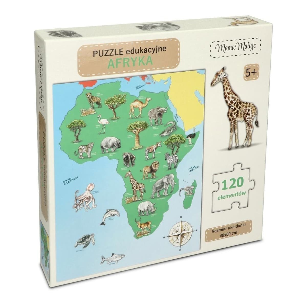 Puzzle Afryka 120 elementów dla dzieci Mama Maluje