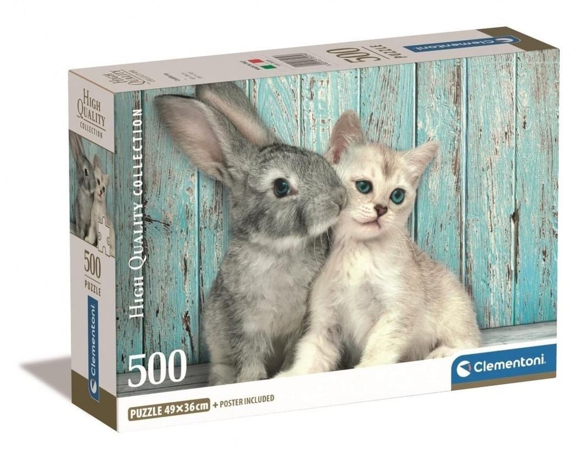 Puzzle Clementoni 500 elementów Kot i Królik - Kompaktowe, Ekologiczne