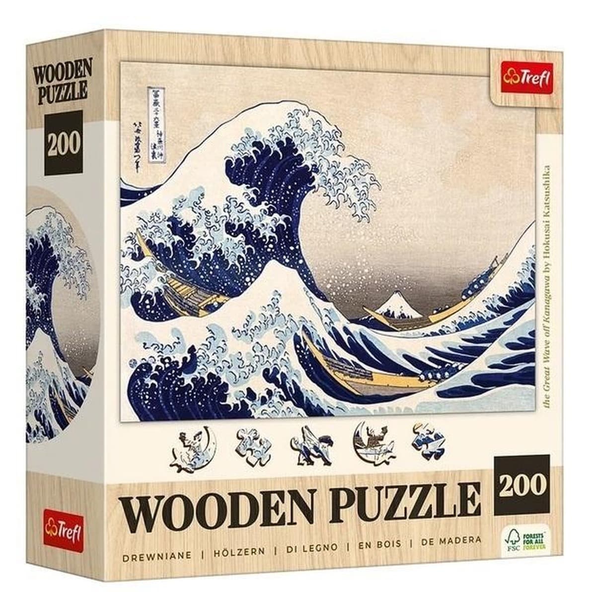 Puzzle drewniane 200 elementów Wielka Fala w Kanagawie