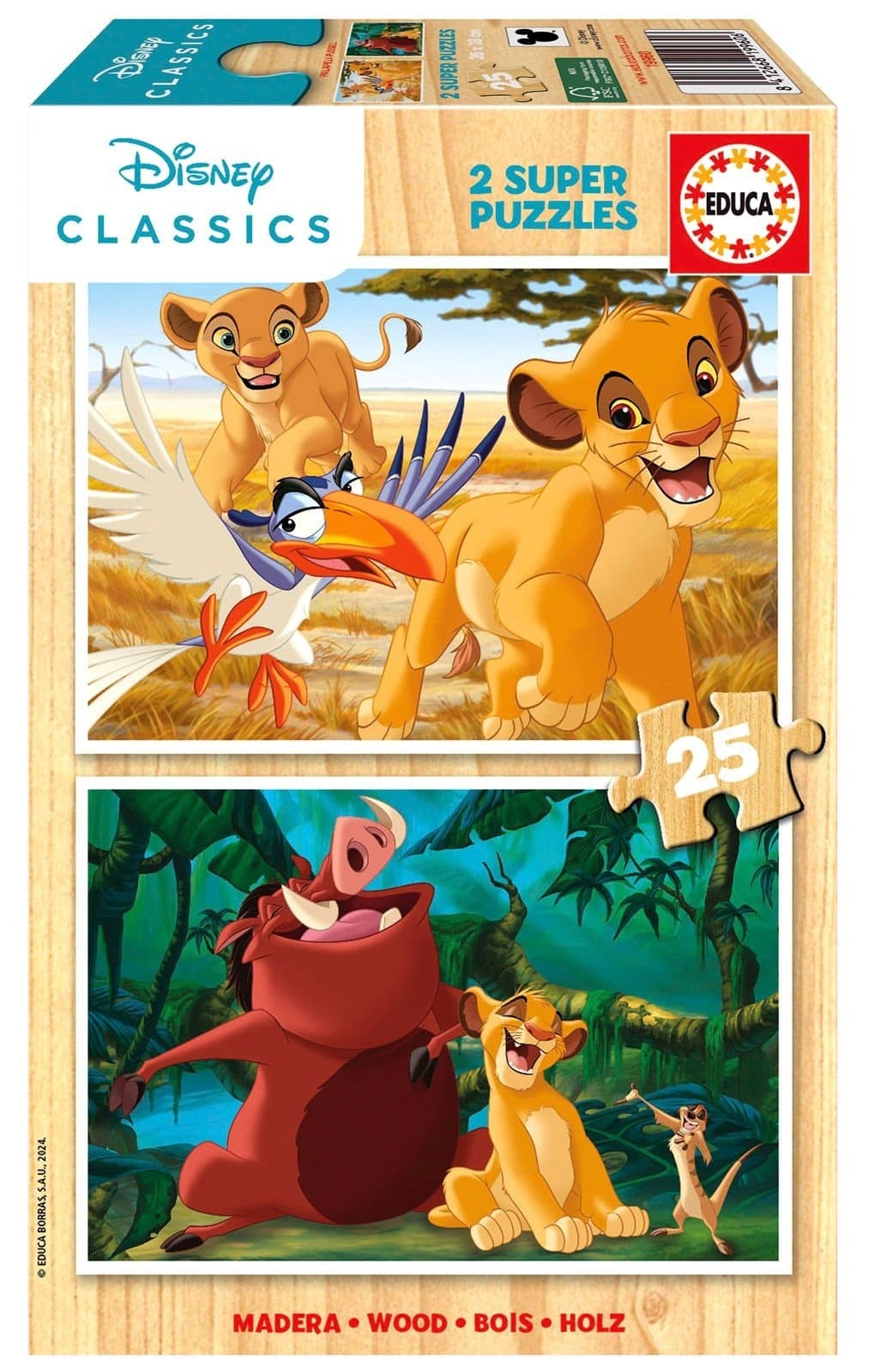 Puzzle drewniane 2x25 elementów Król Lew 112757