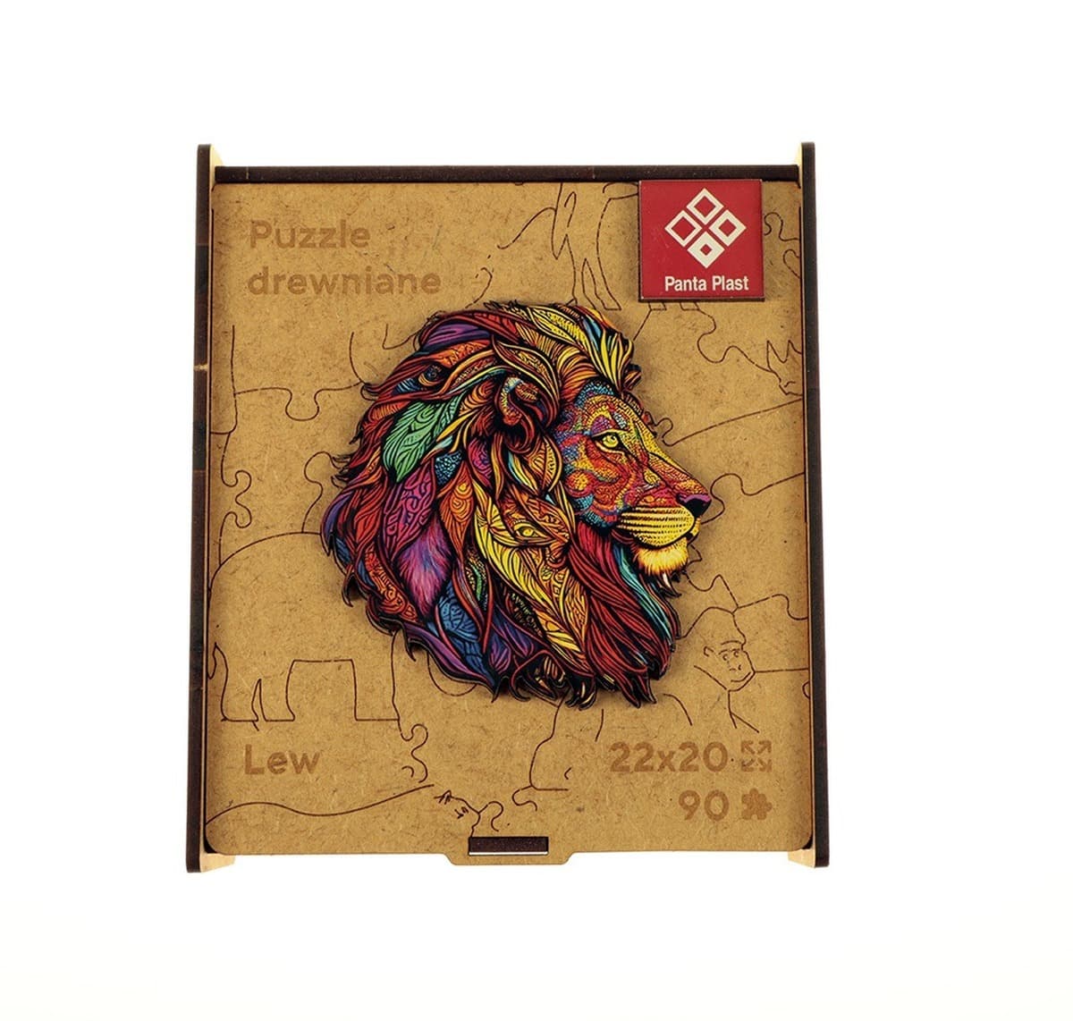 Puzzle drewniane A4 Lew elementy zwierząt