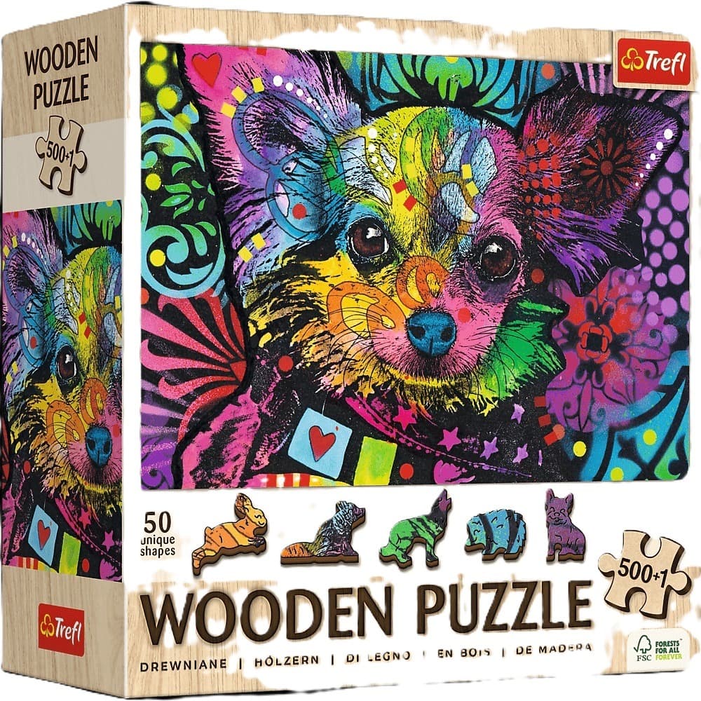 Puzzle Drewniane Kolorowy Szczeniak 500+1 Elementów