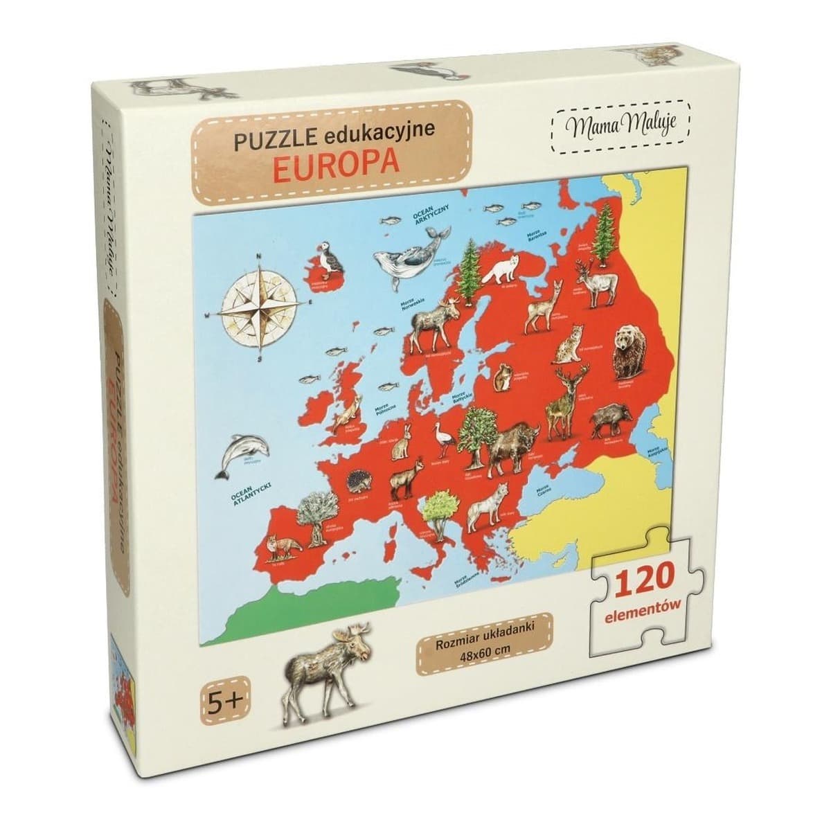Puzzle Europa 120 elementów edukacyjne dla dzieci
