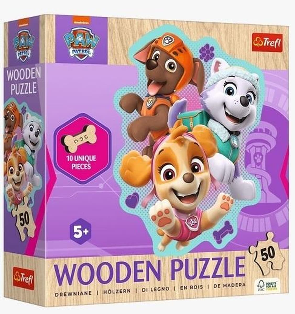 Puzzle konturowe 50 elementów Drewniane Wesoła gromadka piesków Psi Patrol