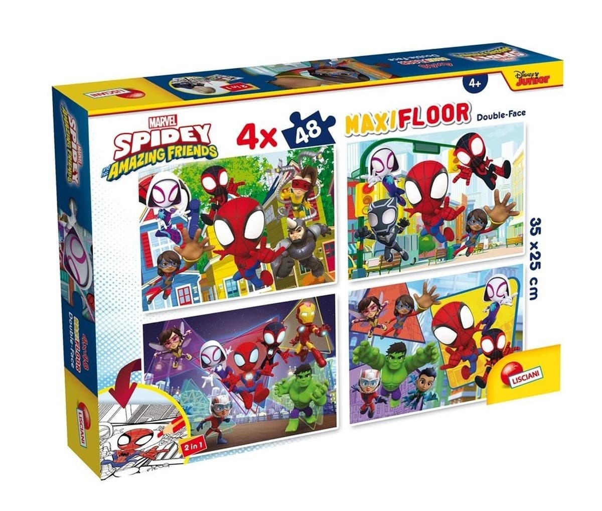 Puzzle podłogowe dwustronne Maxi Spidey 4x48 elementów