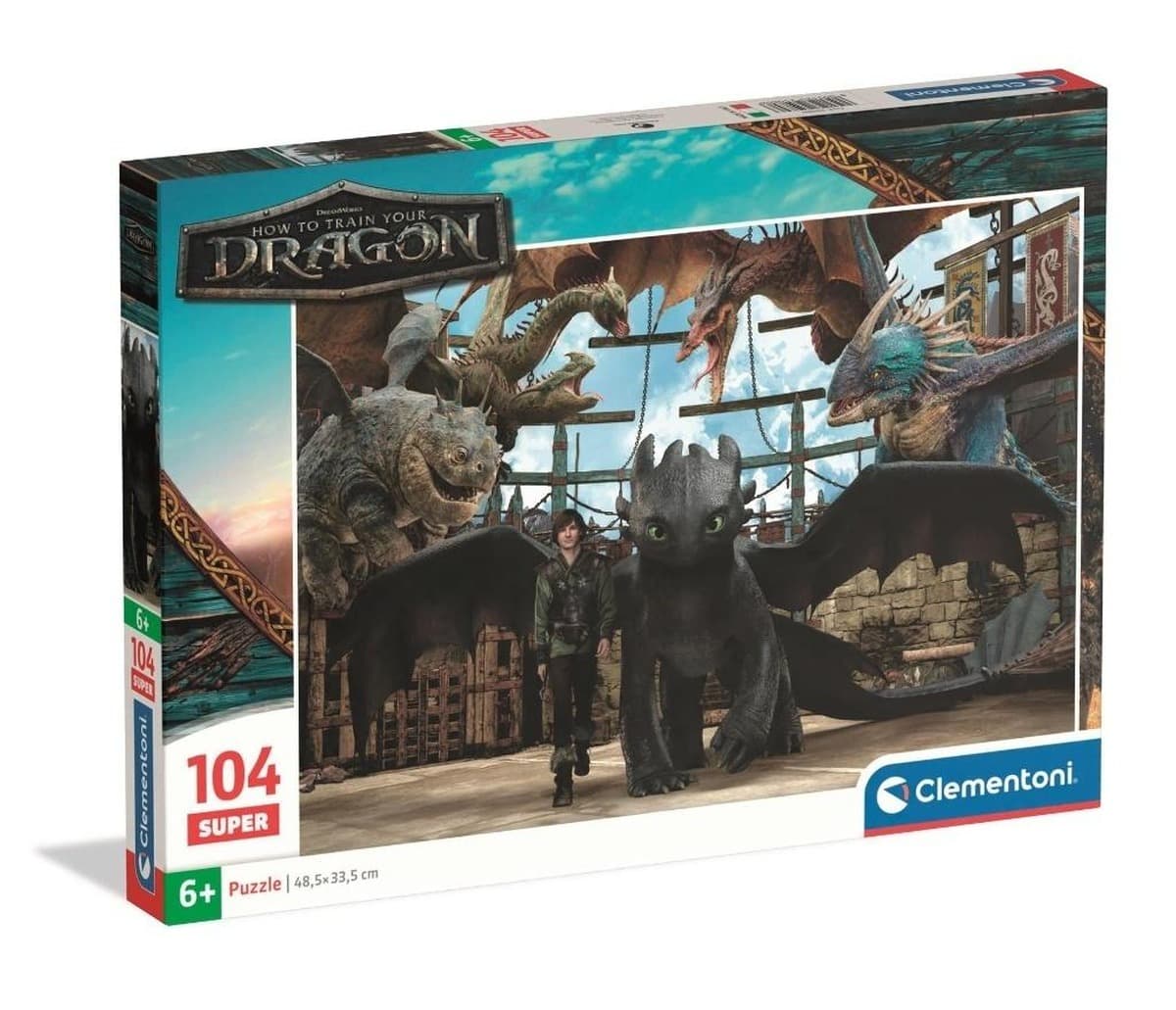 Puzzle Super Color 104 elementy Jak wytresować smoka Clementoni