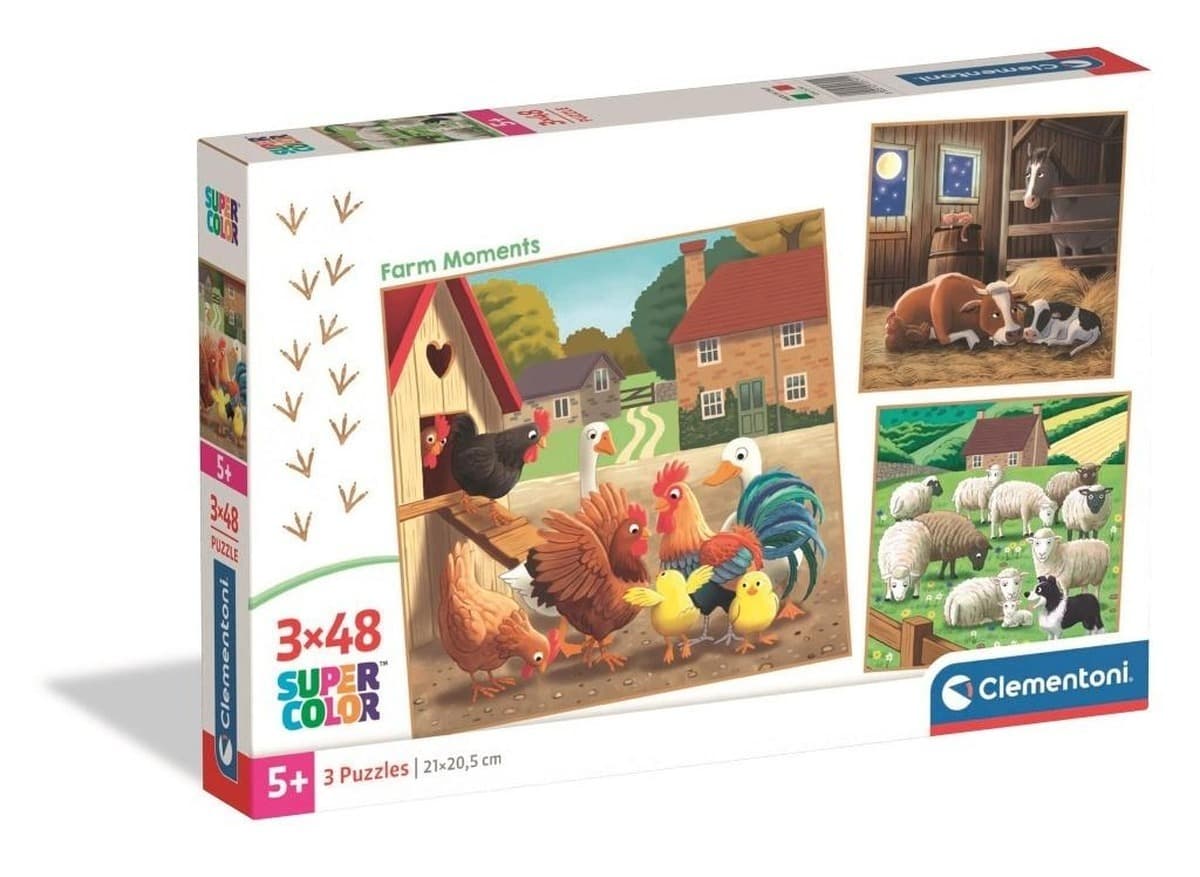 Puzzle Super Color Farm Moments 3 x 48 elementów