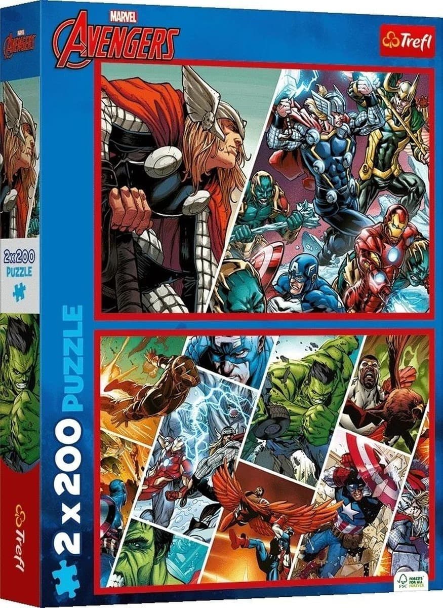 Puzzle Trefl 2x200 elementów Avengers Podwójna Zabawa