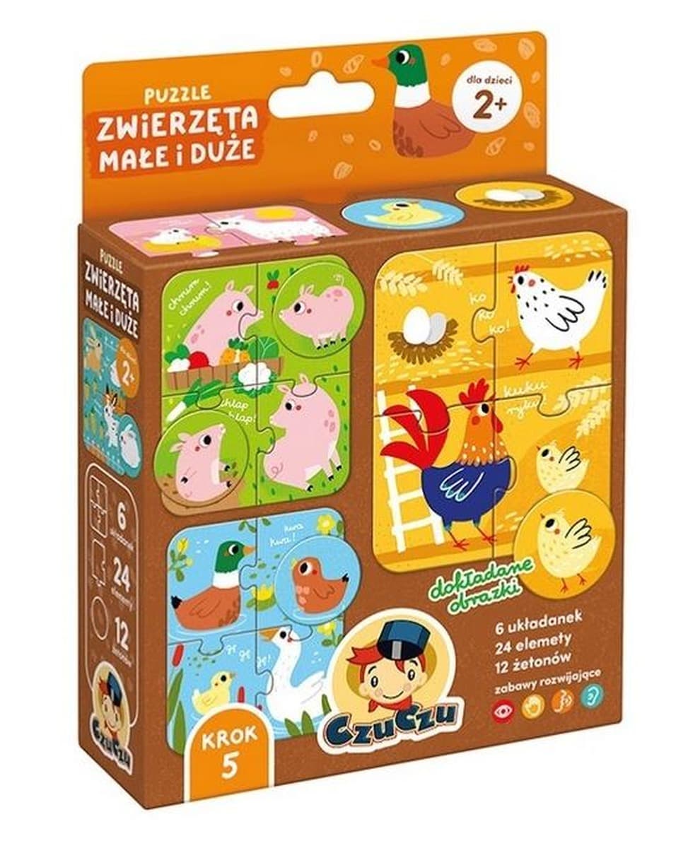Puzzle Zwierzęta Małe i Duże CzuCzu dla dzieci od 2 lat