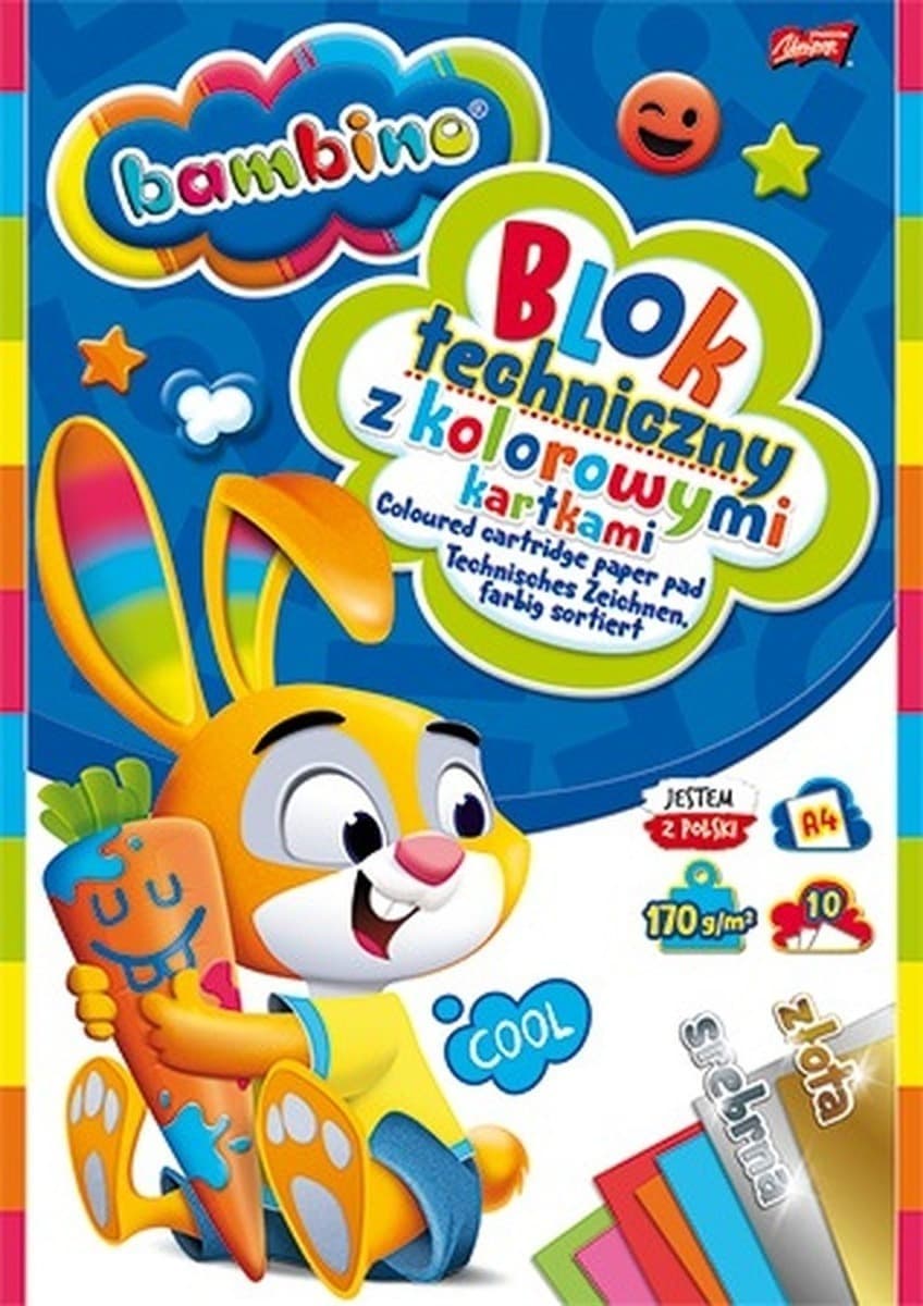 ST-Majewski Bambino Standard - kolorowe kartki A4, blok techniczny 10 sztuk
