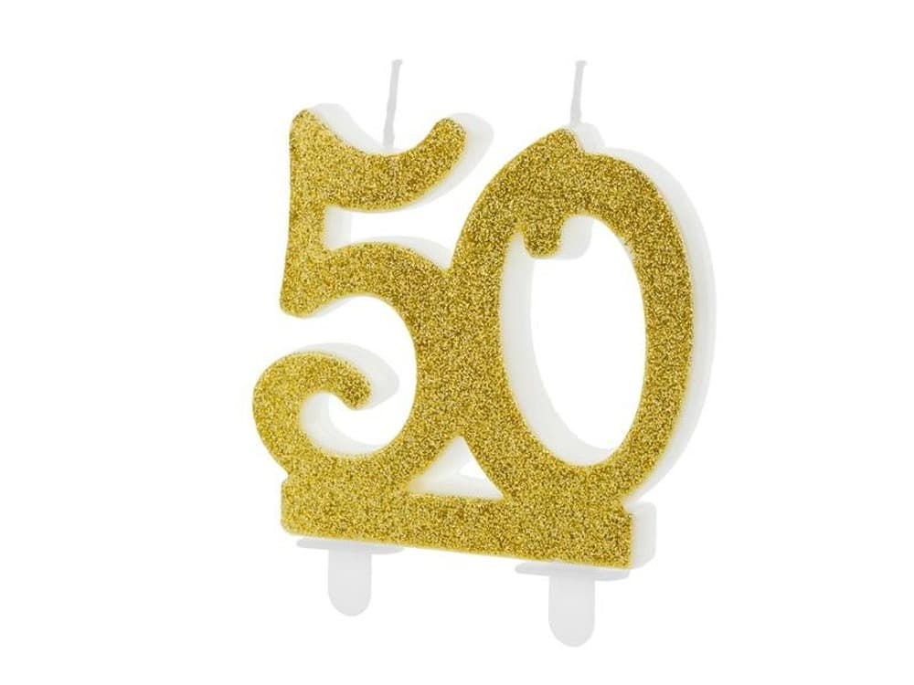 Świeczka urodzinowa liczba 50 złota brokatowa 7.5 cm