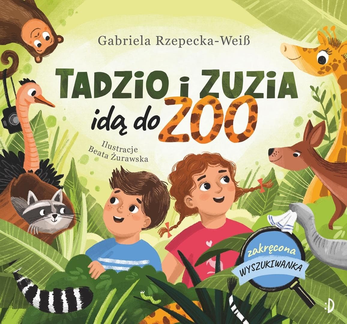 Tadzio i Zuzia idą do zoo. Zakręcona wyszukiwanka - książka dla dzieci 32 strony