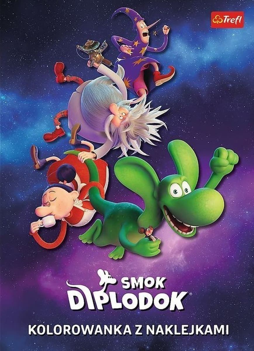 Trefl Books Kolorowanka z naklejkami Smok Diplodok