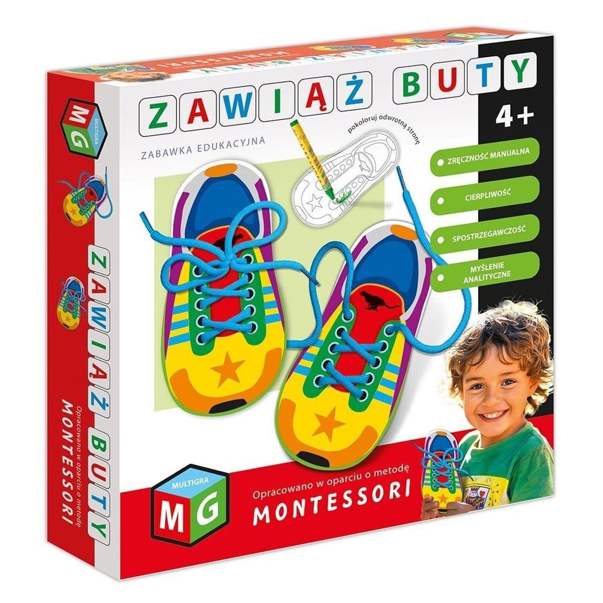 Zabawka Edukacyjna Nauka Wiązania Butów Montessori dla Dzieci