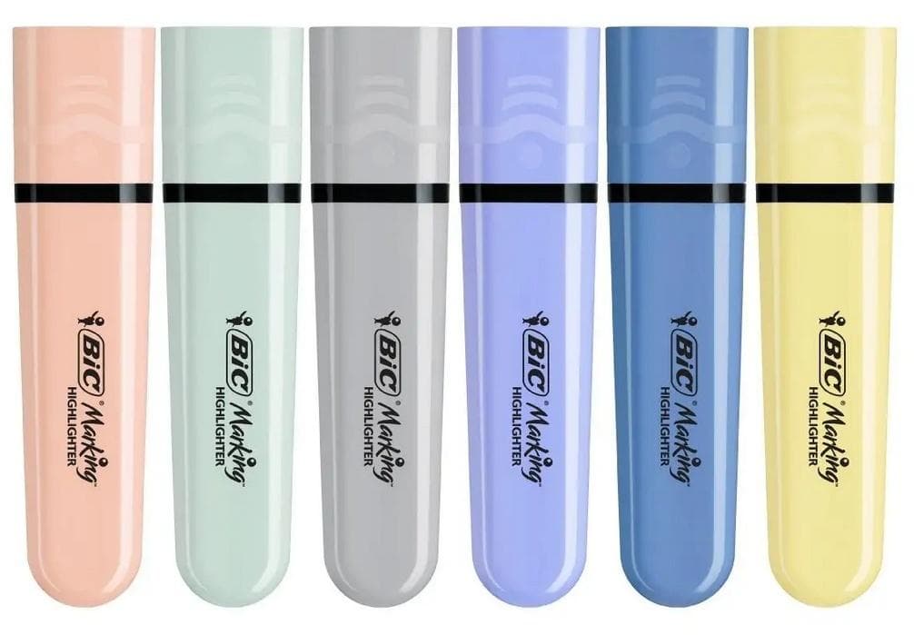 Zakreślacz BIC Marking Flat Pastel mix 6 sztuk pastelowe kolory