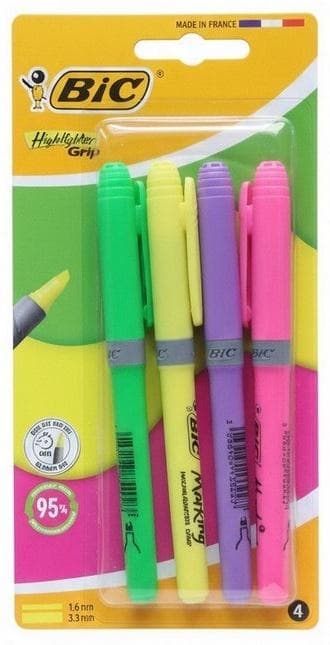 Zakreślacz BIC Highlighter Grip mix 4 sztuki neonowe