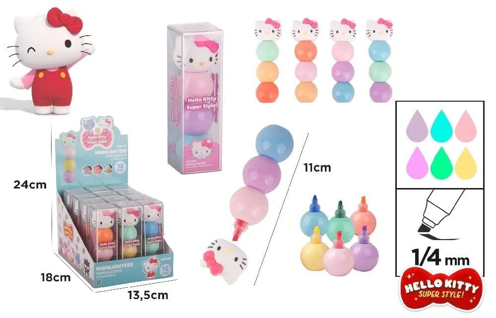 Zakreślacz w kulce Hello Kitty 3 kolory MIX blister