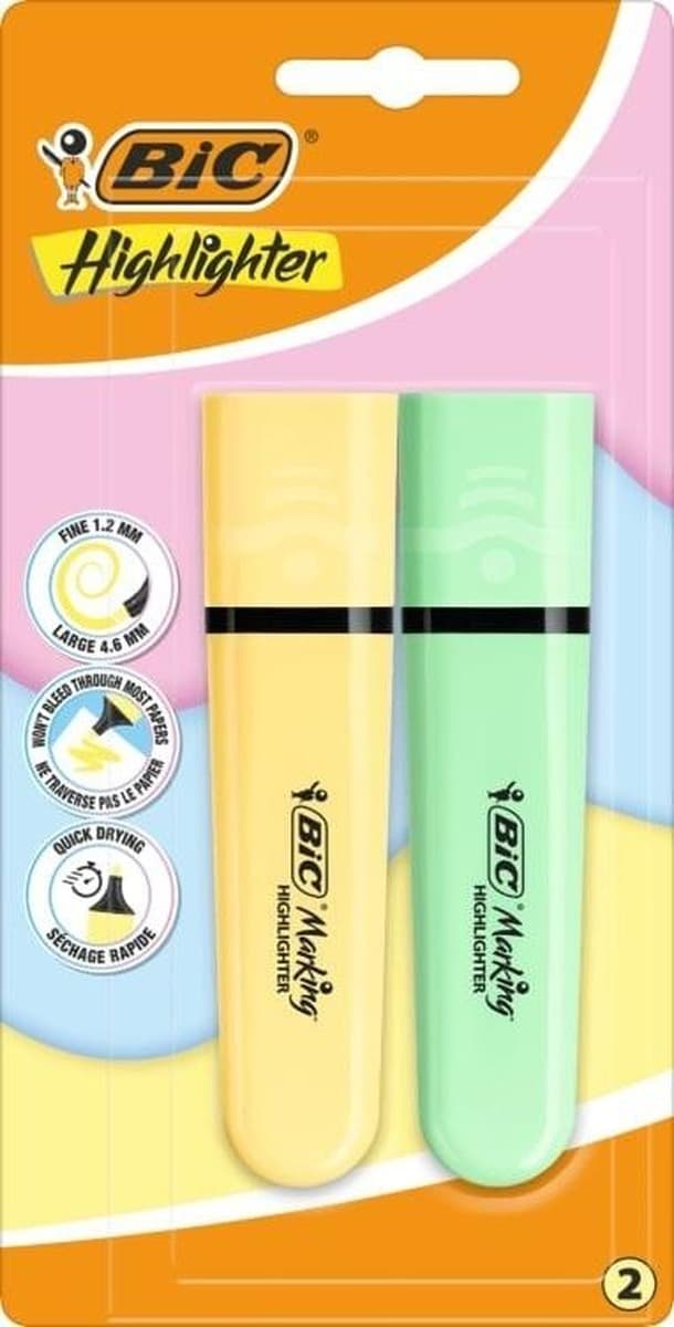 Zakreślacze pastelowe dwukolorowe BIC Marking Flat 2 sztuki