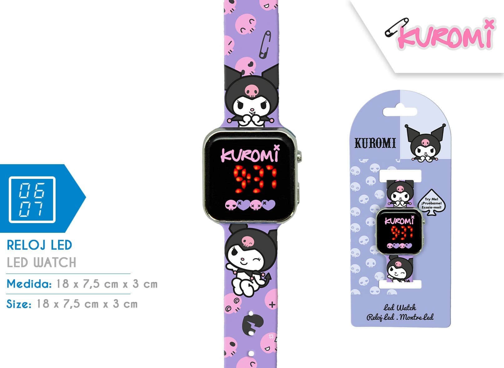 Zegarek LED z kalendarzem Kuromi
