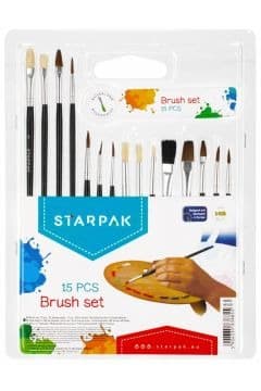 Zestaw 15 pędzli malarskich z włosia naturalnego Starpak