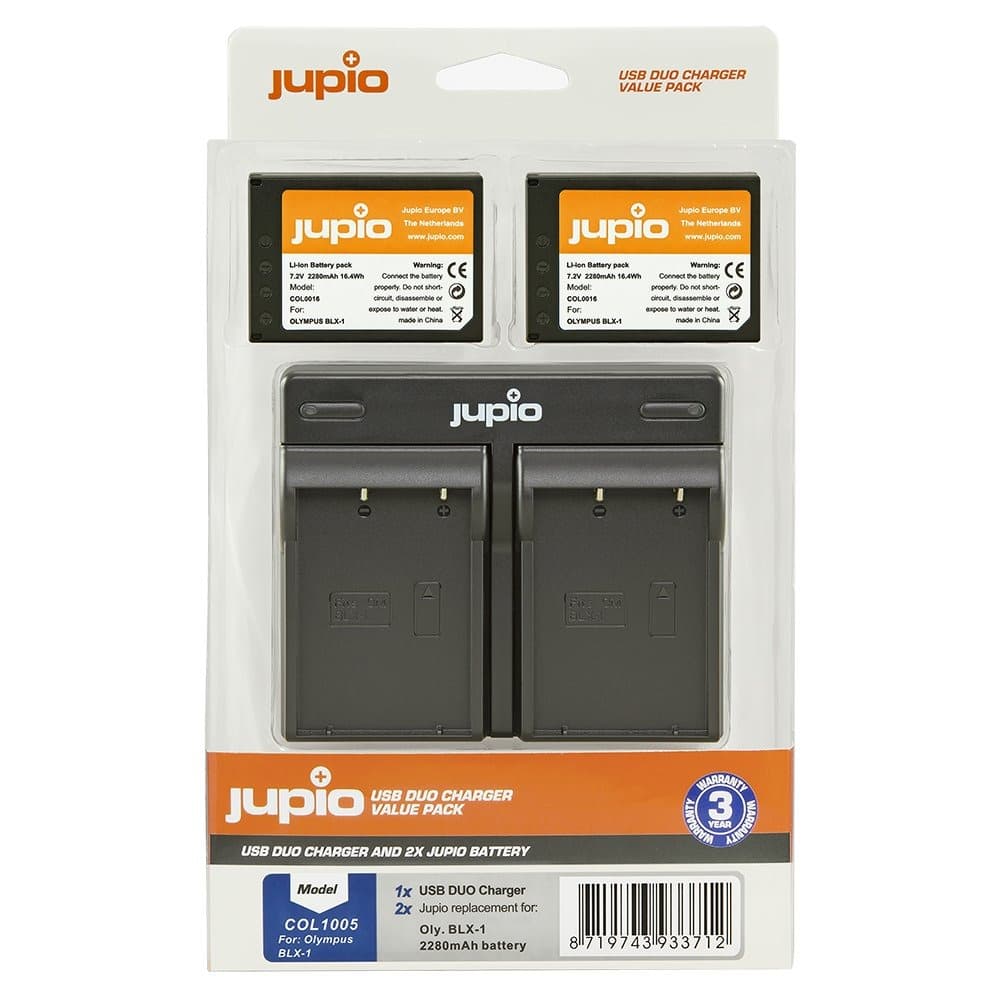 Zestaw Jupio 2x Bateria BLX-1 2280mAh + Podwójna ładowarka USB pro OM system