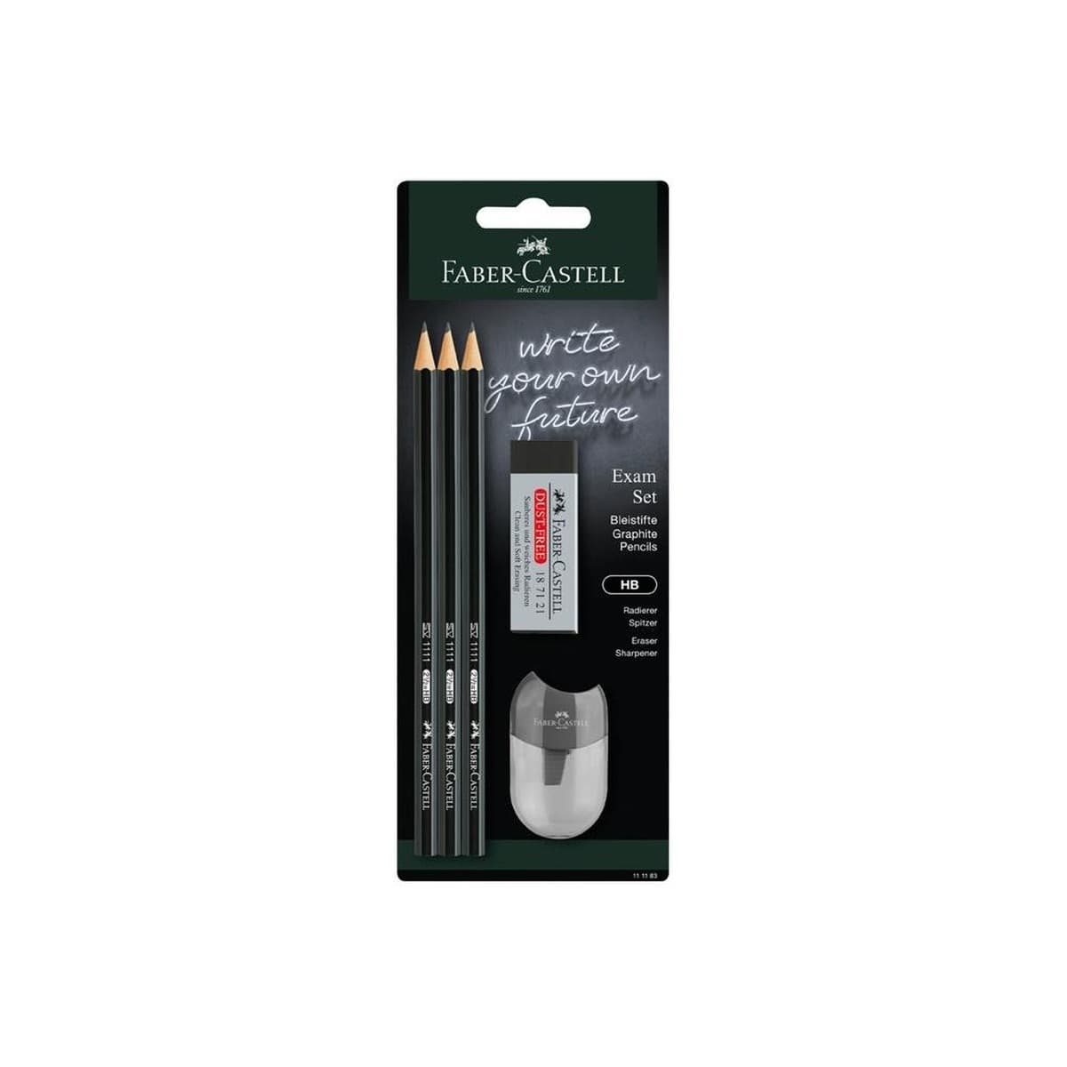 Zestaw Ołówków HB Faber-Castell 3 szt. z Gumką i Temperówką