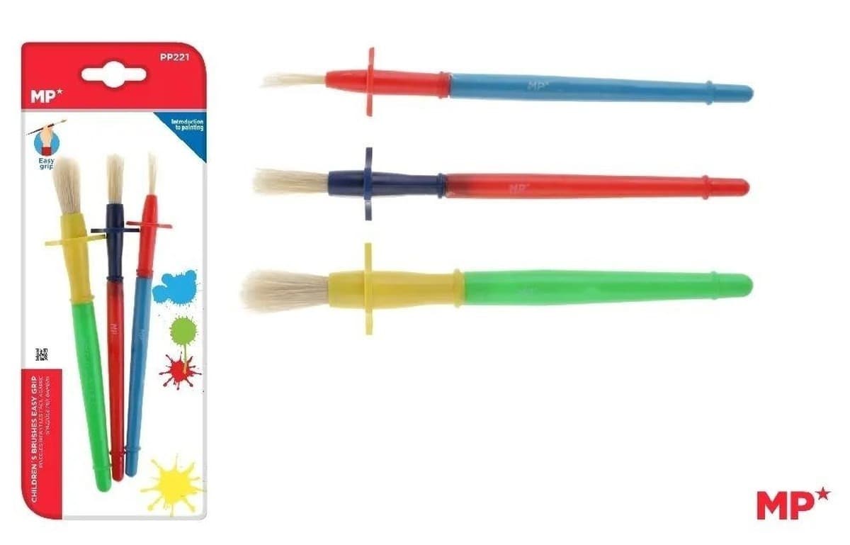 Zestaw pędzli dla dzieci Easy Grip 3 sztuki