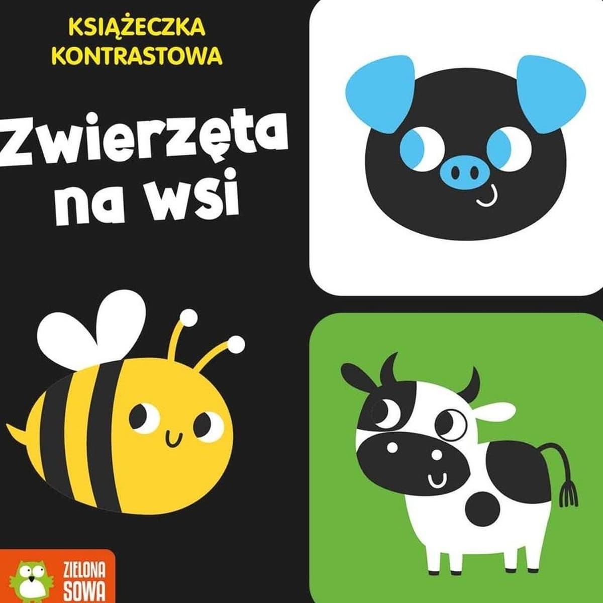 Zwierzęta na wsi. Książeczka kontrastowa dla niemowląt