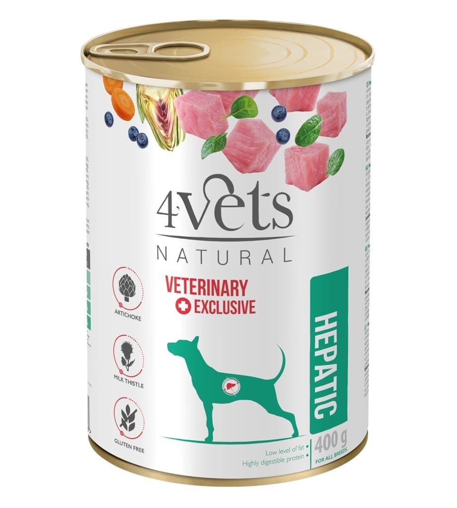 4VETS Natural Hepatic Dog - mokra karma dla psa wspierająca wątrobę - 400 g