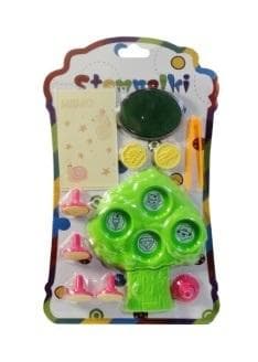 Kolorowy zestaw stempelków dla dzieci z motywem jedzenia i zwierząt
