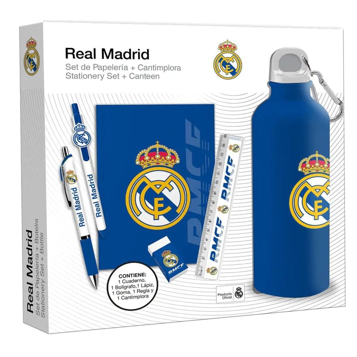 Butelka 650 ml Real Madrid z zestawem piśmienniczym RM00029