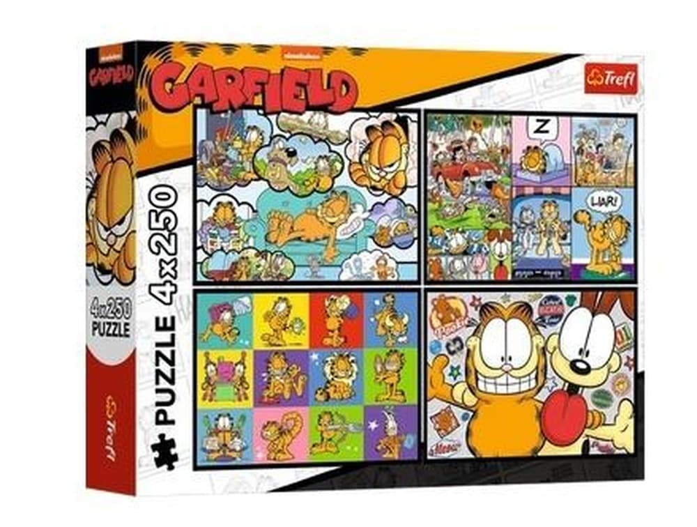 Puzzle Trefl 4x250 elementów Garfield nie lubi poniedziałków