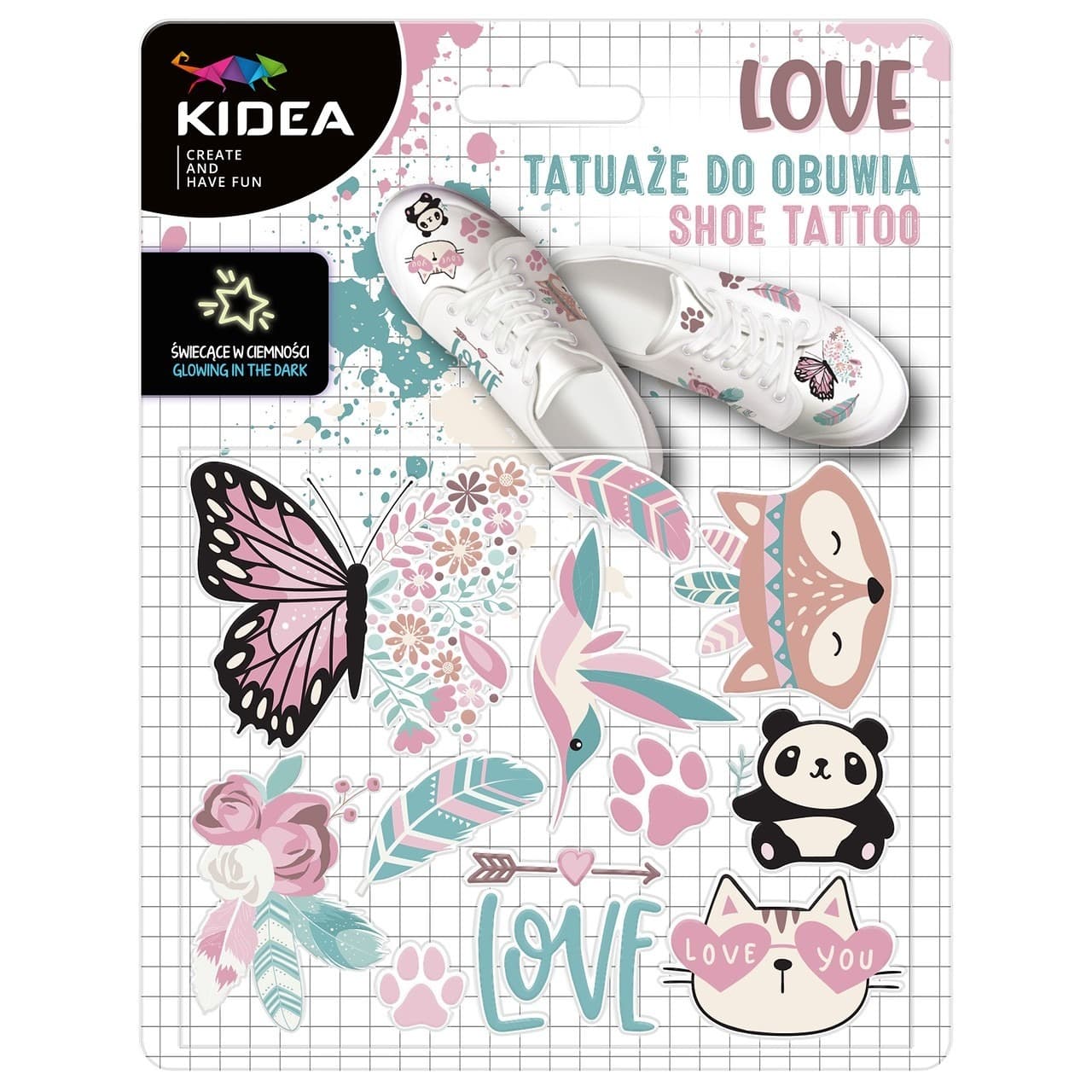Świecące tatuaże do obuwia Love Kidea dla dzieci