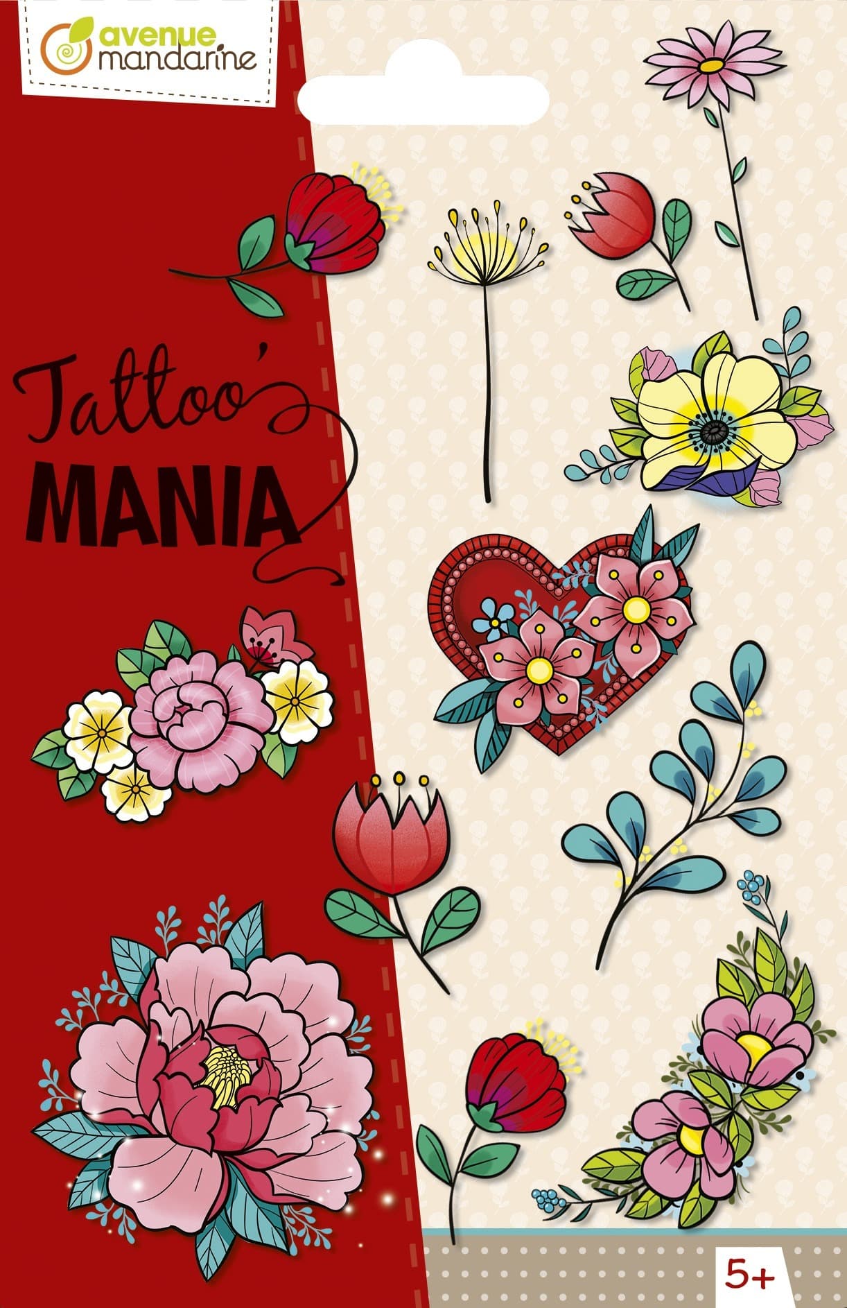 Tatuaże tymczasowe Kwiaty Tattoo Mania 1 arkusz