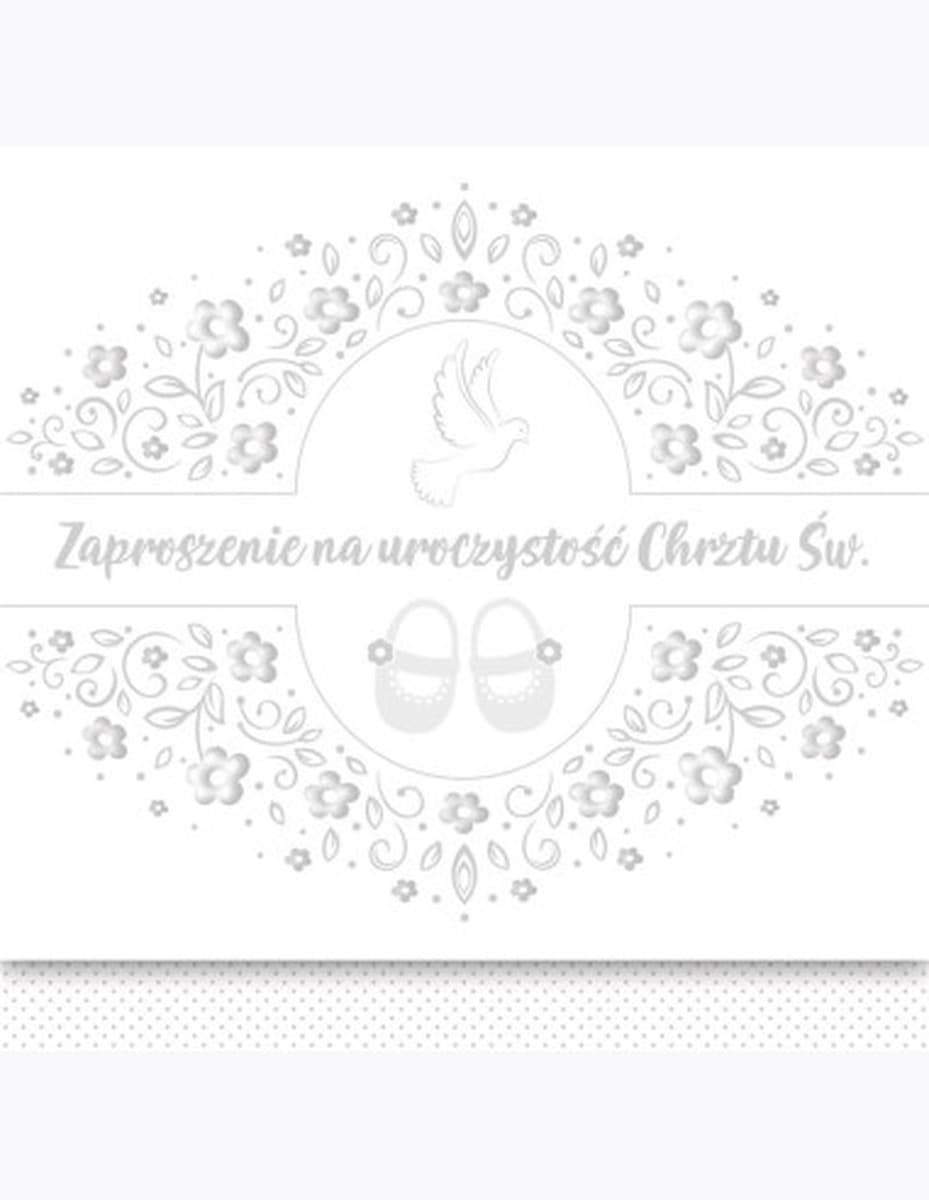 Zaproszenie kwadrat ZKW Chrzest nr 56260 120x120 Dziecięce Srebrne Tłoczone