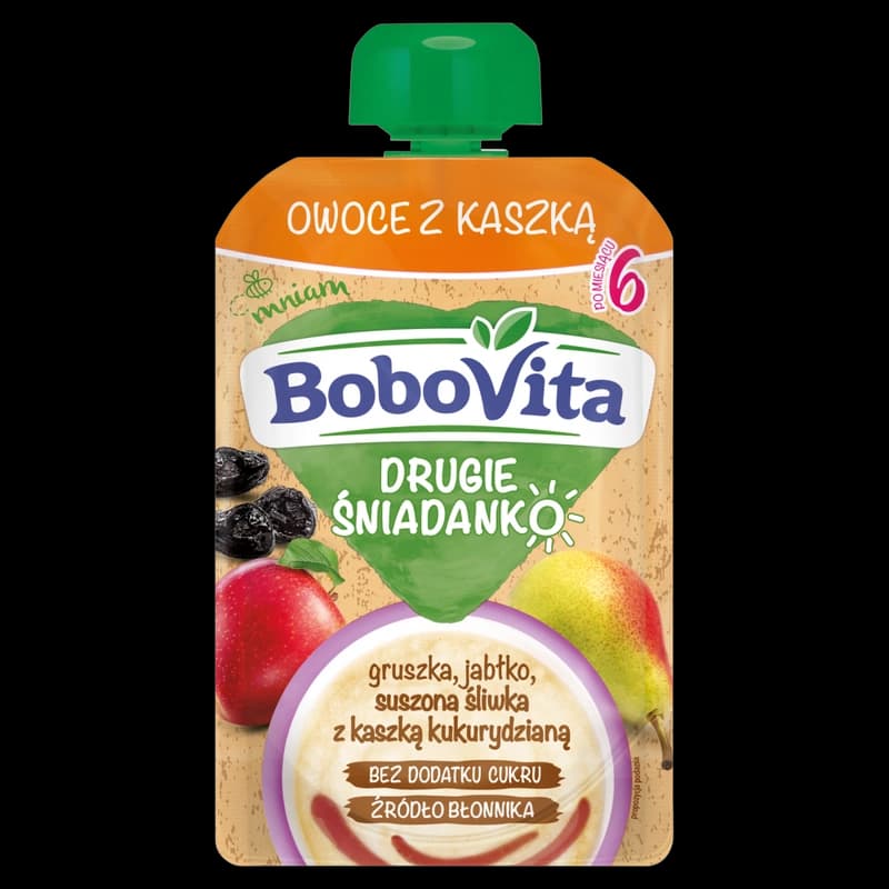 BoboVita Drugie Śniadanko Owoce z kaszką gruszka jabłko suszona śliwka po 6 miesiącu 100 g