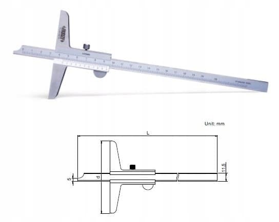 Przymiar głębokości Mega 200 mm z dokładnością 0.05 mm