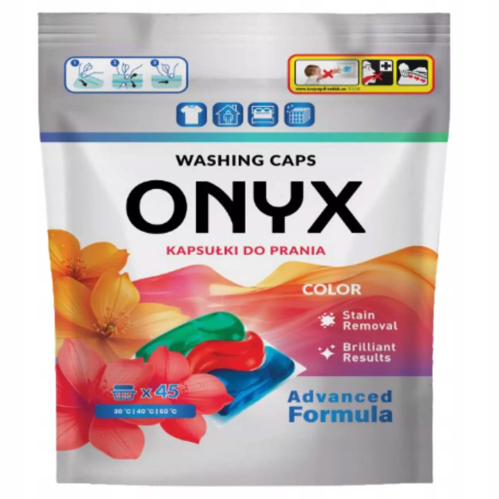 ONYX 45 szt. Kapsułki do prania 3w1 Color