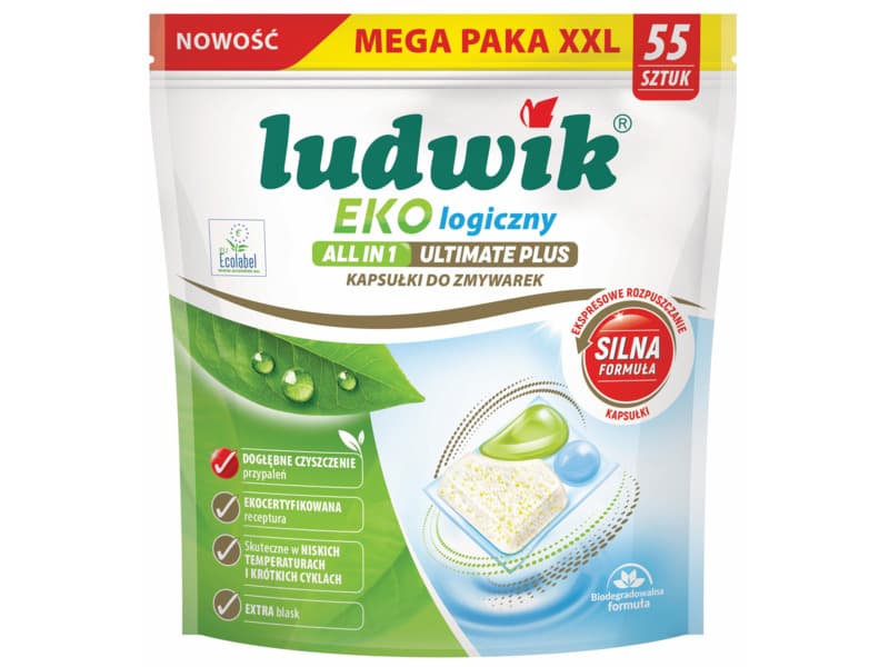 LUDWIK Ultimate Plus All in 1 Ekologiczne Tabletki do Zmywarki 55 szt.