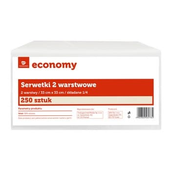 TGE/TOPS Serwetki 2 warstwowe, składane 1/4 białe, 33x33 cm, 250 sztuk