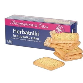 Bezglutenowa Oaza Herbatniki bez dodatków cukrów 170g. Produkt bezglutenowy