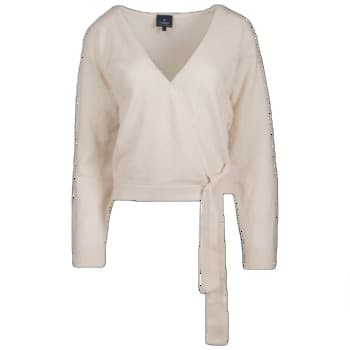Sweter damski z kaszmiru i wełny wiązany XS ecru