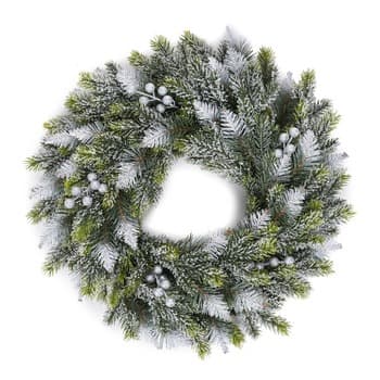 Wianek śnieżony sosna ze srebrną jarzębiną 40cm