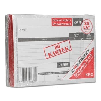 Druk Dowód wpłaty/pokwitowanie Emerson wielokopia, format A6, 5 bloczków x 80 kartek
