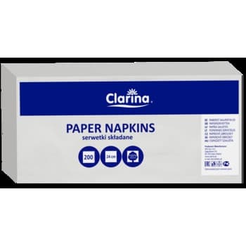 Serwetki gastronomiczne białe 24x24 200szt 1/4 dwuwarstwowe Clarina